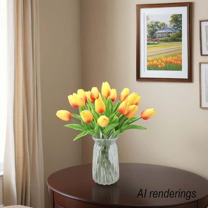 10-Heads Artificial Flowers PU Mini Real Touch Tulip Bouquets for Home Wedding Party Centerpiece Decoration (Coral) | 13.38 Inch,Real Touch PU Faux Floral,Mini Artificial Flowers for Home Decor Wedding Centerpiece Party Table Arrangment