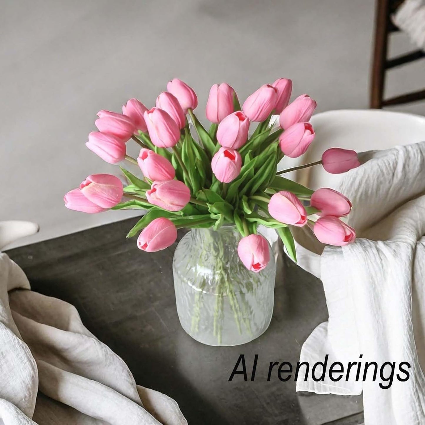 10-Heads Artificial Flowers PU Mini Real Touch Tulip Bouquets for Home Wedding Party Centerpiece Decoration (Coral) | 13.38 Inch,Real Touch PU Faux Floral,Mini Artificial Flowers for Home Decor Wedding Centerpiece Party Table Arrangment
