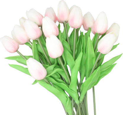 10-Heads Artificial Flowers PU Mini Real Touch Tulip Bouquets for Home Wedding Party Centerpiece Decoration (Coral) | 13.38 Inch,Real Touch PU Faux Floral,Mini Artificial Flowers for Home Decor Wedding Centerpiece Party Table Arrangment