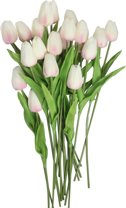 10-Heads Artificial Flowers PU Mini Real Touch Tulip Bouquets for Home Wedding Party Centerpiece Decoration (Coral) | 13.38 Inch,Real Touch PU Faux Floral,Mini Artificial Flowers for Home Decor Wedding Centerpiece Party Table Arrangment