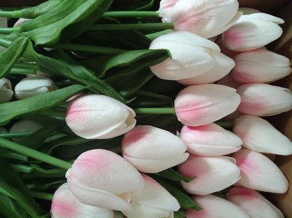 10-Heads Artificial Flowers PU Mini Real Touch Tulip Bouquets for Home Wedding Party Centerpiece Decoration (Coral) | 13.38 Inch,Real Touch PU Faux Floral,Mini Artificial Flowers for Home Decor Wedding Centerpiece Party Table Arrangment