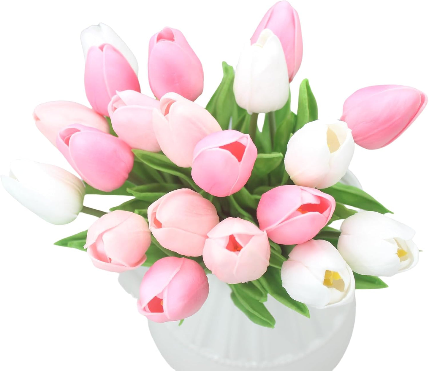 10-Heads Artificial Flowers PU Mini Real Touch Tulip Bouquets for Home Wedding Party Centerpiece Decoration (Coral) | 13.38 Inch,Real Touch PU Faux Floral,Mini Artificial Flowers for Home Decor Wedding Centerpiece Party Table Arrangment