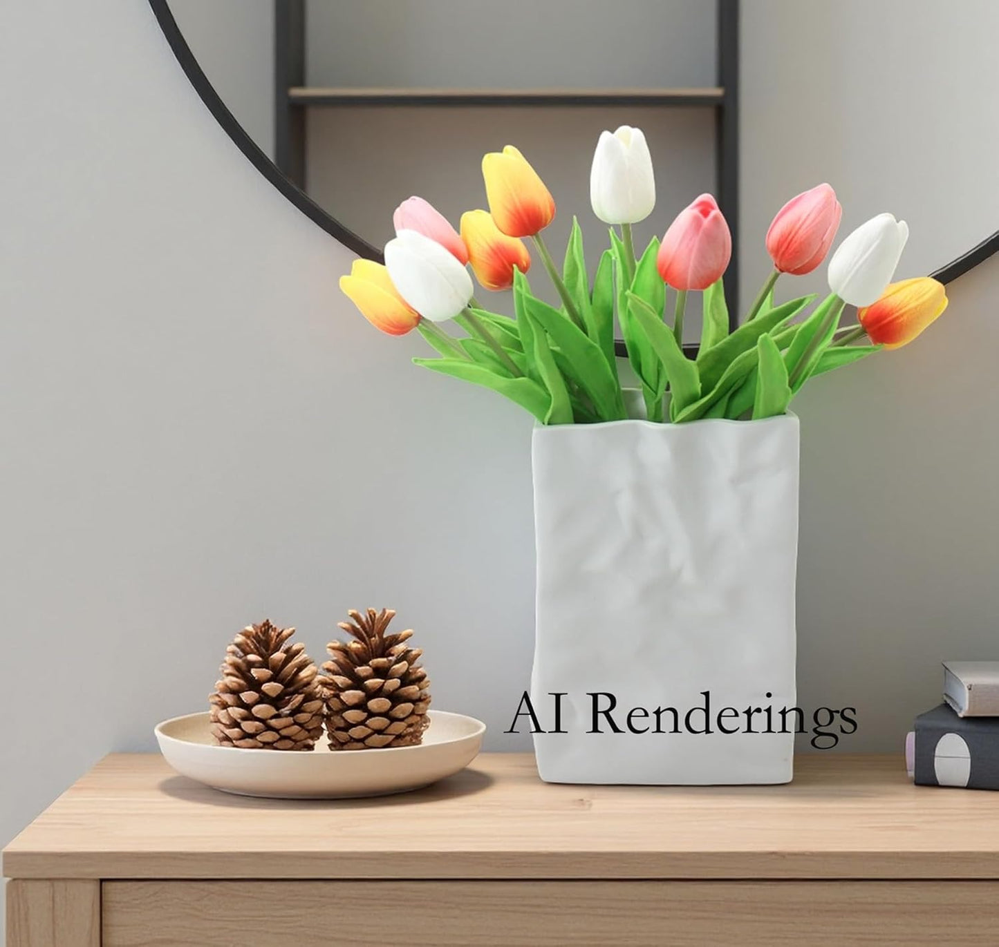 10-Heads Artificial Flowers PU Mini Real Touch Tulip Bouquets for Home Wedding Party Centerpiece Decoration (Coral) | 13.38 Inch,Real Touch PU Faux Floral,Mini Artificial Flowers for Home Decor Wedding Centerpiece Party Table Arrangment