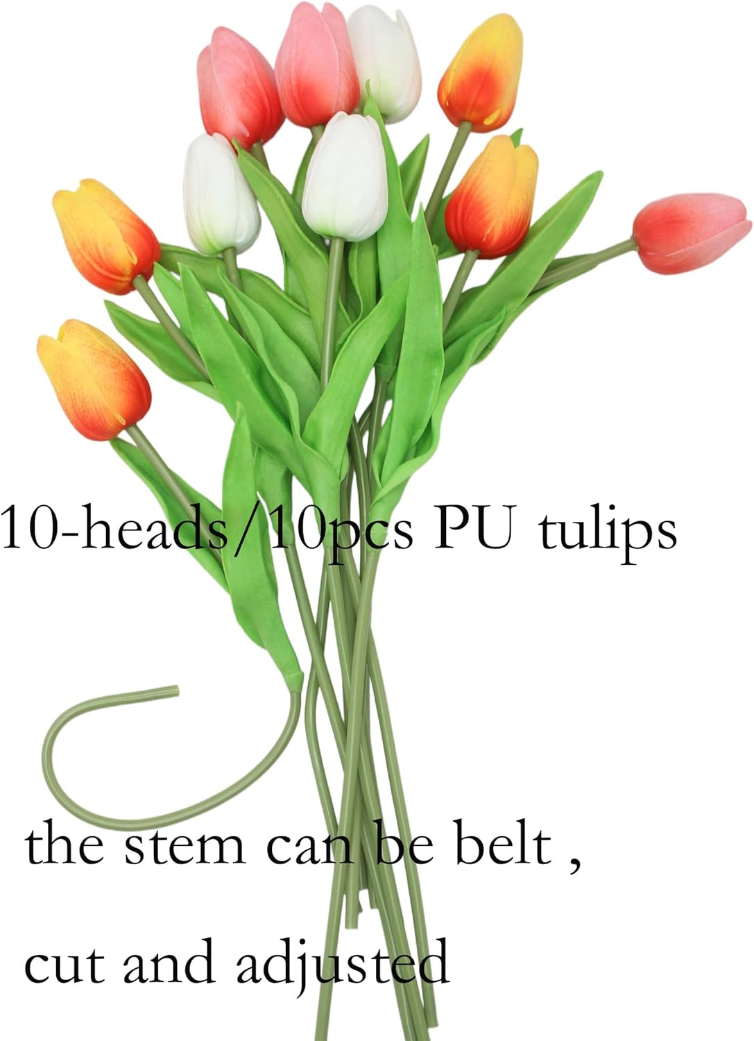 10-Heads Artificial Flowers PU Mini Real Touch Tulip Bouquets for Home Wedding Party Centerpiece Decoration (Coral) | 13.38 Inch,Real Touch PU Faux Floral,Mini Artificial Flowers for Home Decor Wedding Centerpiece Party Table Arrangment