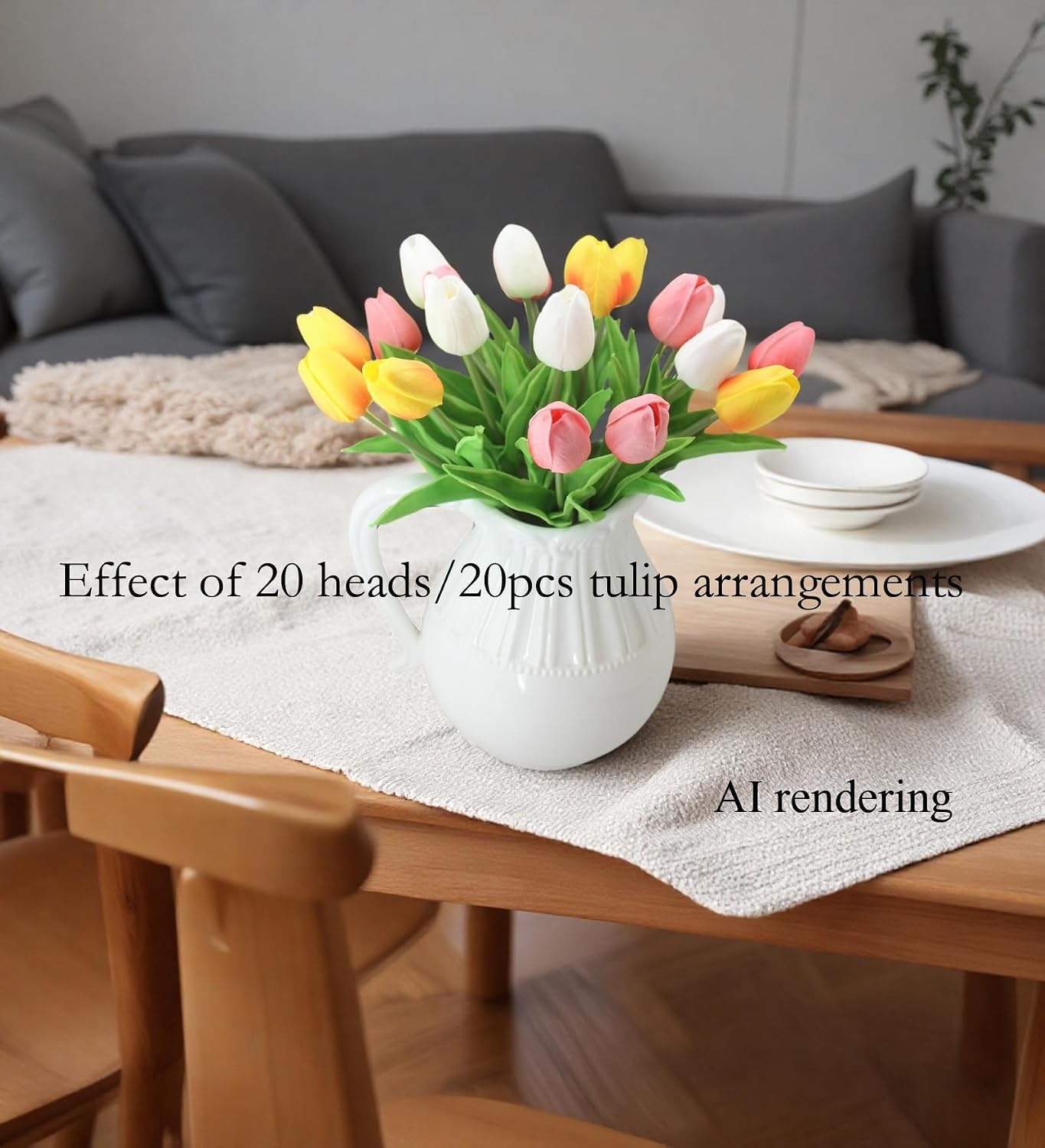 10-Heads Artificial Flowers PU Mini Real Touch Tulip Bouquets for Home Wedding Party Centerpiece Decoration (Coral) | 13.38 Inch,Real Touch PU Faux Floral,Mini Artificial Flowers for Home Decor Wedding Centerpiece Party Table Arrangment