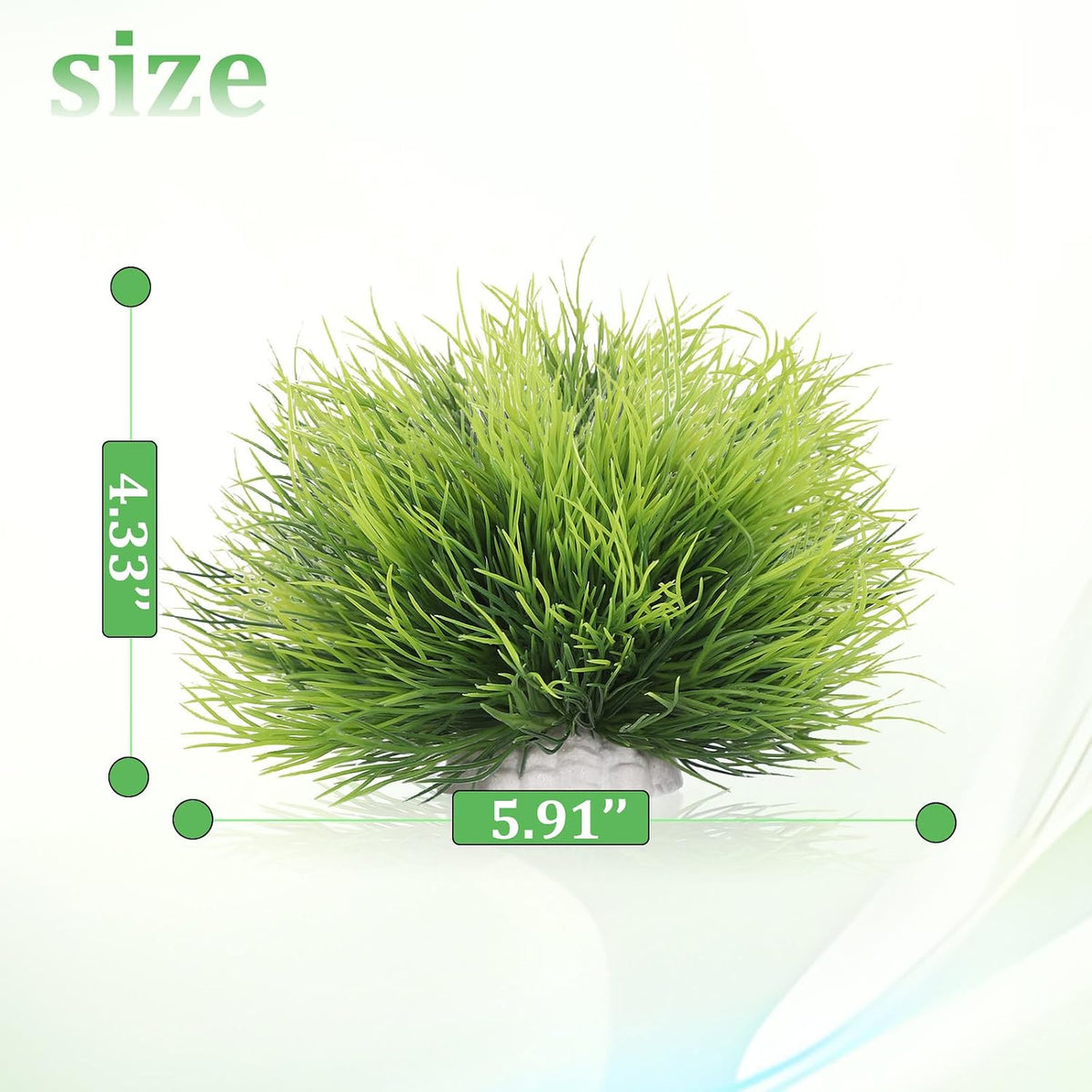 2pcs Artificial Aquarium Plants Decor Green Grass Plastic Hideout Waterscape Ornament Fish Tank Accessories for Turtle Betta Hides - Large
