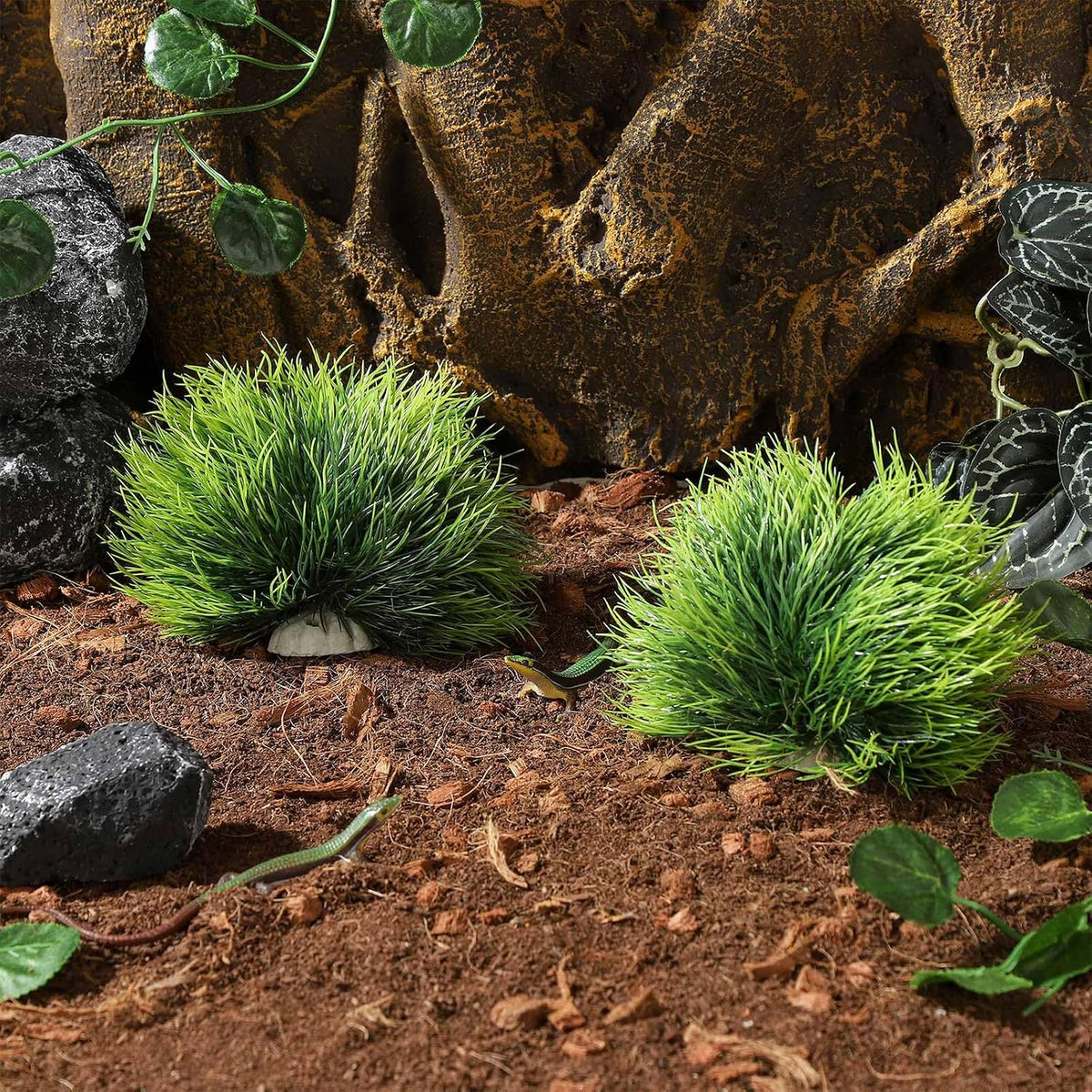 2pcs Artificial Aquarium Plants Decor Green Grass Plastic Hideout Waterscape Ornament Fish Tank Accessories for Turtle Betta Hides - Large