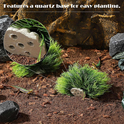 2pcs Artificial Aquarium Plants Decor Green Grass Plastic Hideout Waterscape Ornament Fish Tank Accessories for Turtle Betta Hides - Large