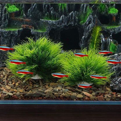 2pcs Artificial Aquarium Plants Decor Green Grass Plastic Hideout Waterscape Ornament Fish Tank Accessories for Turtle Betta Hides - Large