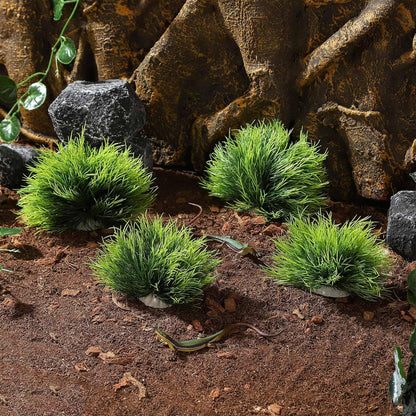 2pcs Artificial Aquarium Plants Decor Green Grass Plastic Hideout Waterscape Ornament Fish Tank Accessories for Turtle Betta Hides - Large