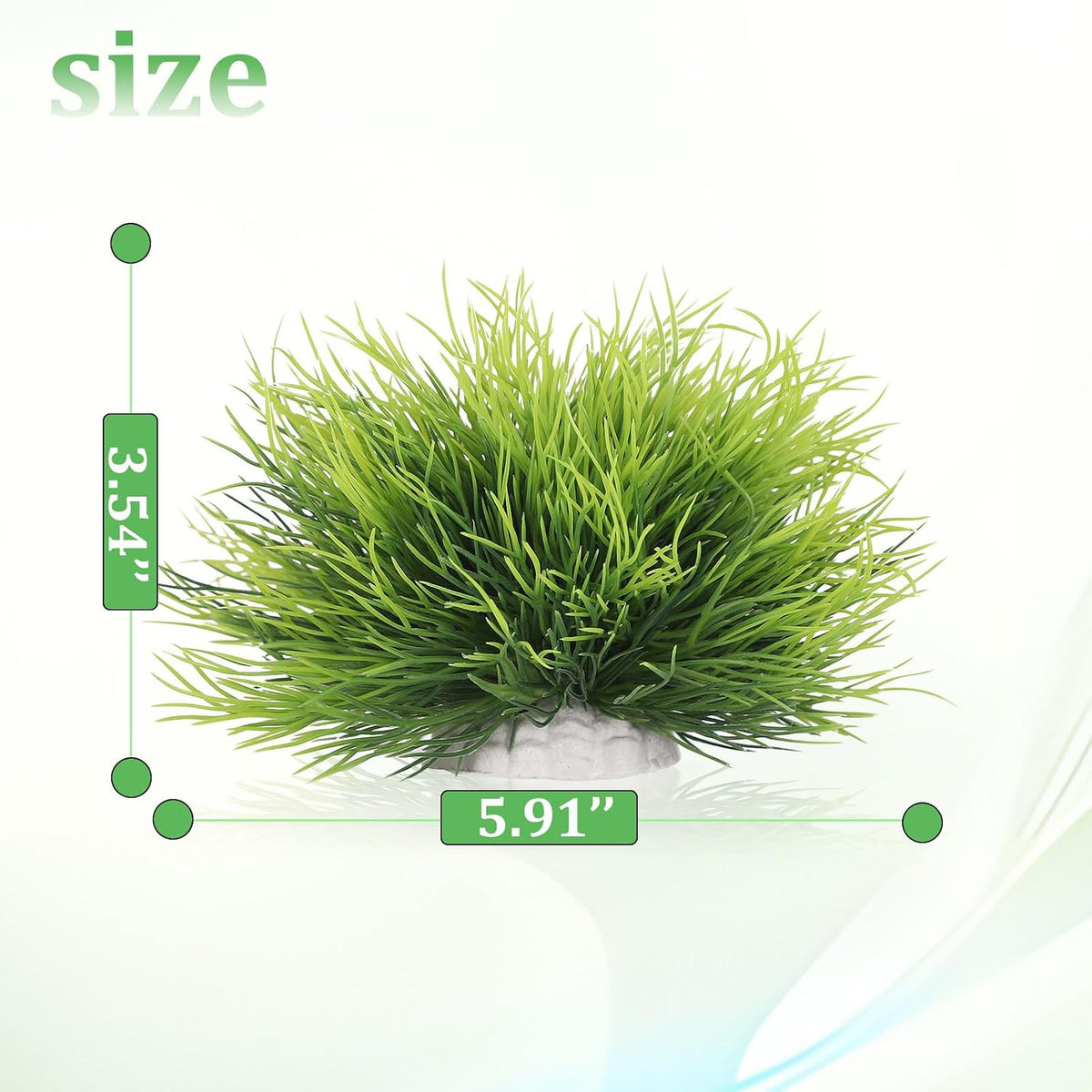 2pcs Artificial Aquarium Plants Decor Green Grass Plastic Hideout Waterscape Ornament Fish Tank Accessories for Turtle Betta Hides - Large