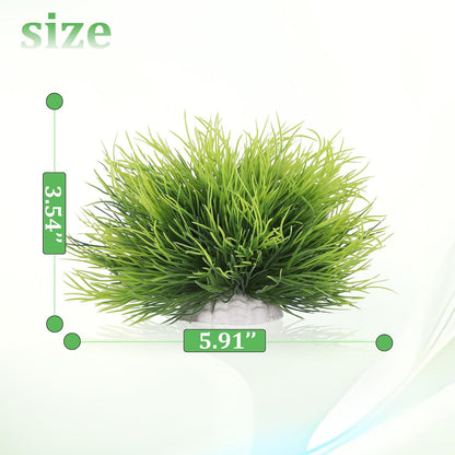 2pcs Artificial Aquarium Plants Decor Green Grass Plastic Hideout Waterscape Ornament Fish Tank Accessories for Turtle Betta Hides - Large