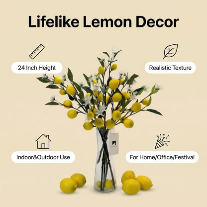 5pcs Artificial Lemon Fruit, 24 Inch | Lifelike Indoor Plants, Lemon Tree Artificial, For Decoration, Outdoor Artificial Plants, For Homes, Offices, Festivals