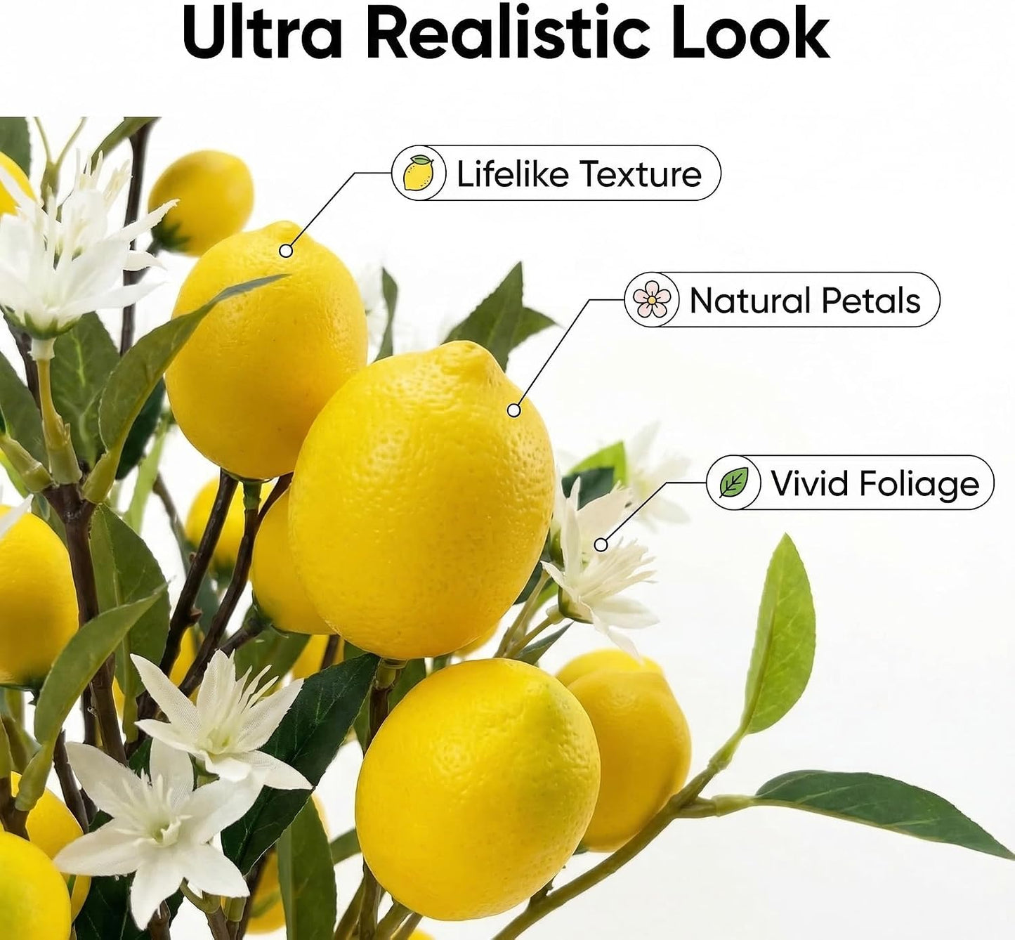 5pcs Artificial Lemon Fruit, 24 Inch | Lifelike Indoor Plants, Lemon Tree Artificial, For Decoration, Outdoor Artificial Plants, For Homes, Offices, Festivals