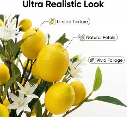 5pcs Artificial Lemon Fruit, 24 Inch | Lifelike Indoor Plants, Lemon Tree Artificial, For Decoration, Outdoor Artificial Plants, For Homes, Offices, Festivals