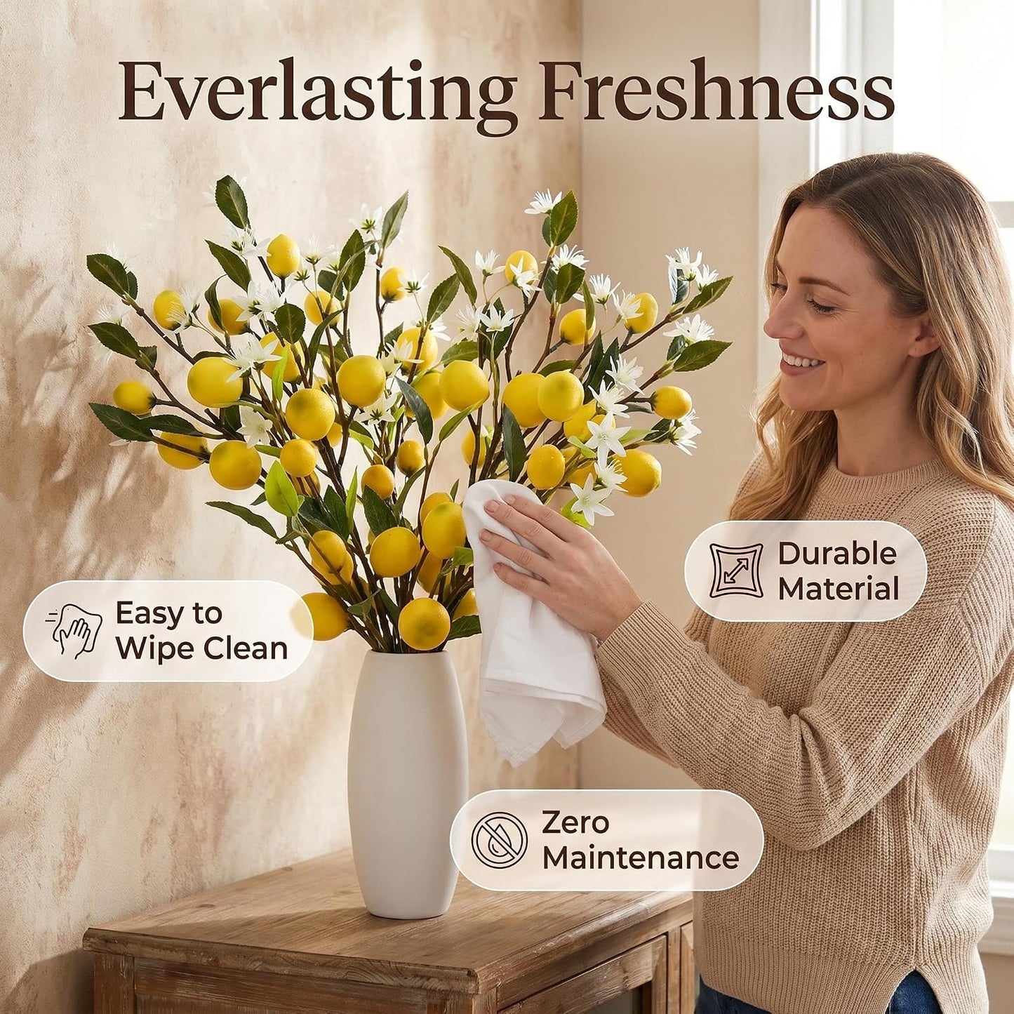 5pcs Artificial Lemon Fruit, 24 Inch | Lifelike Indoor Plants, Lemon Tree Artificial, For Decoration, Outdoor Artificial Plants, For Homes, Offices, Festivals