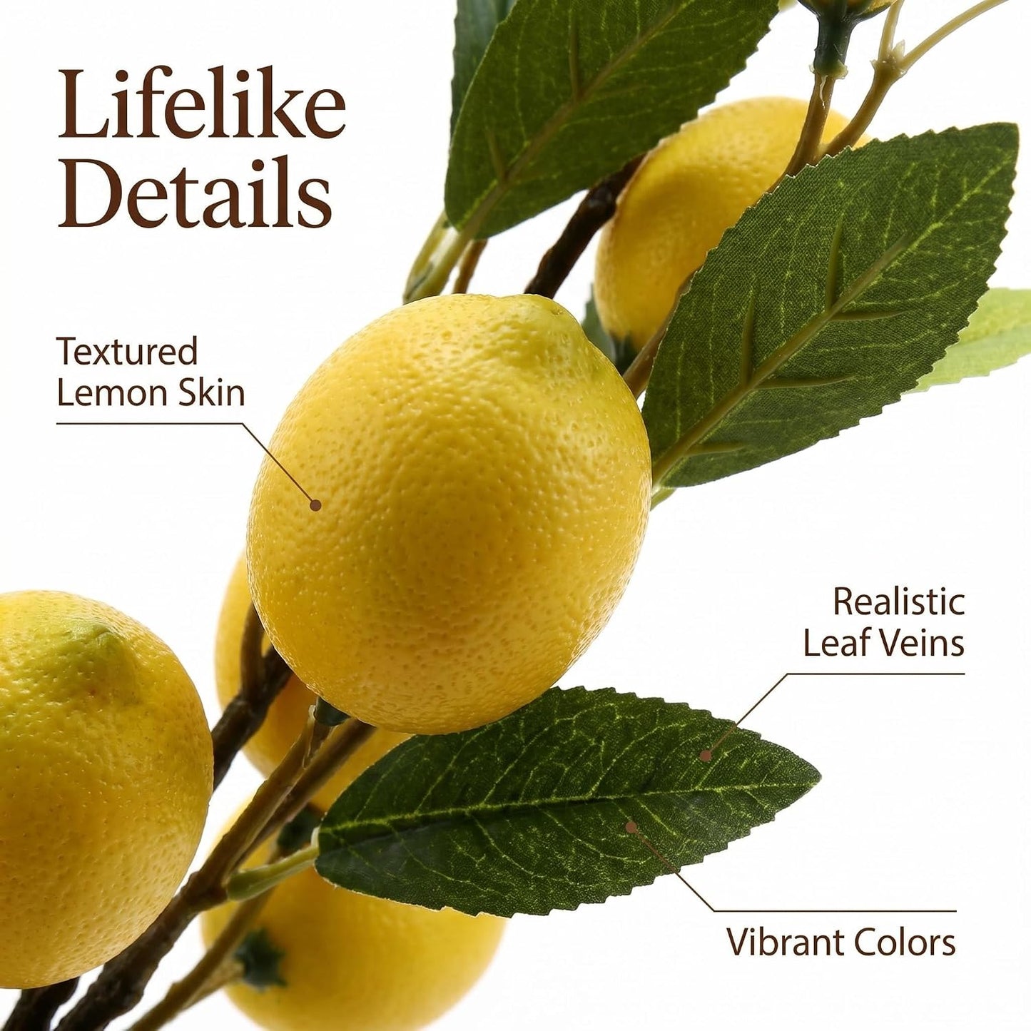 5pcs Artificial Lemon Fruit, 24 Inch | Lifelike Indoor Plants, Lemon Tree Artificial, For Decoration, Outdoor Artificial Plants, For Homes, Offices, Festivals