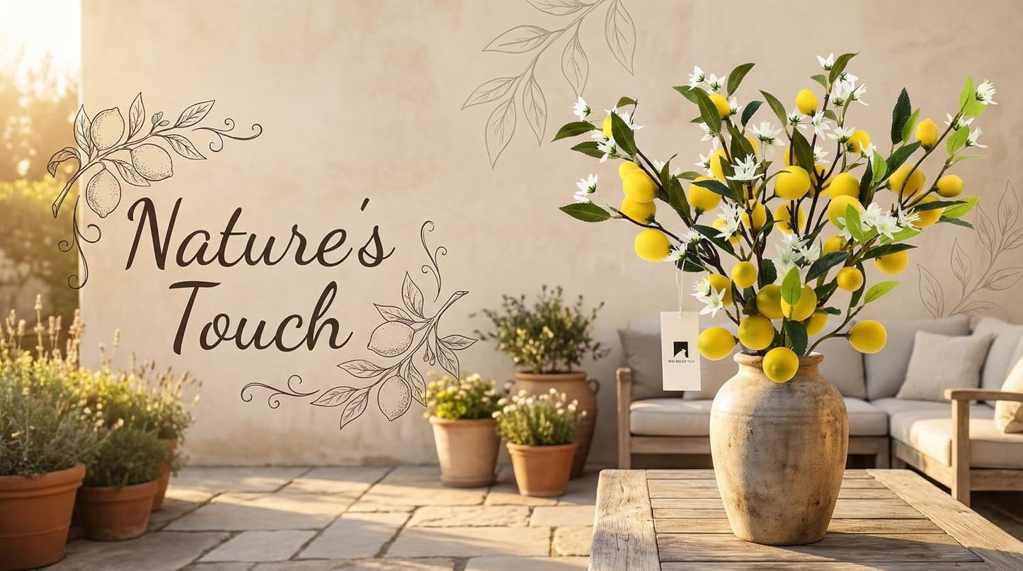 5pcs Artificial Lemon Fruit, 24 Inch | Lifelike Indoor Plants, Lemon Tree Artificial, For Decoration, Outdoor Artificial Plants, For Homes, Offices, Festivals