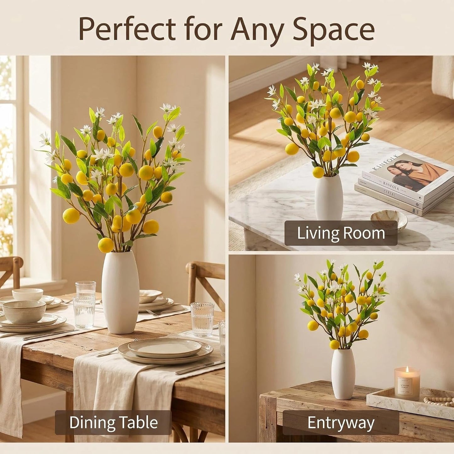 5pcs Artificial Lemon Fruit, 24 Inch | Lifelike Indoor Plants, Lemon Tree Artificial, For Decoration, Outdoor Artificial Plants, For Homes, Offices, Festivals