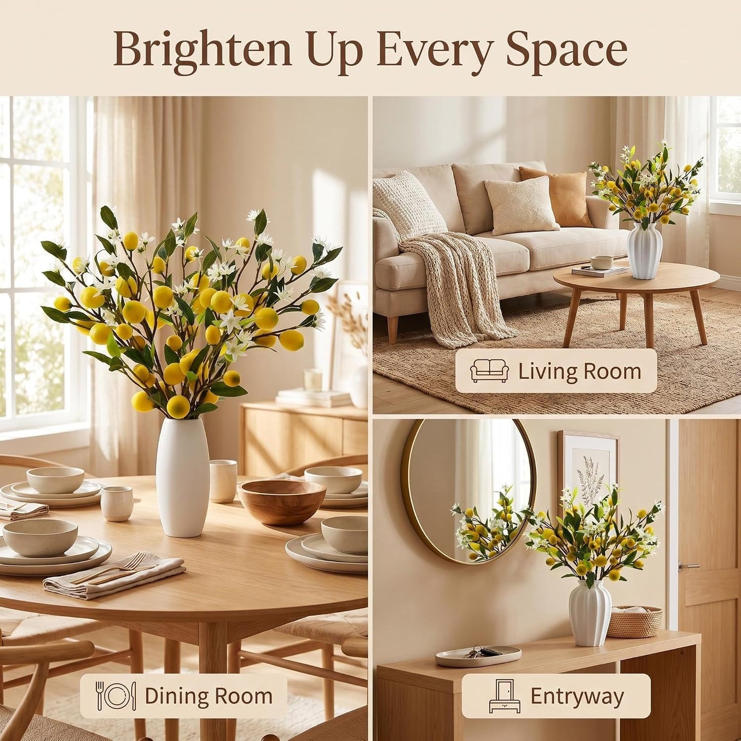 5pcs Artificial Lemon Fruit, 24 Inch | Lifelike Indoor Plants, Lemon Tree Artificial, For Decoration, Outdoor Artificial Plants, For Homes, Offices, Festivals