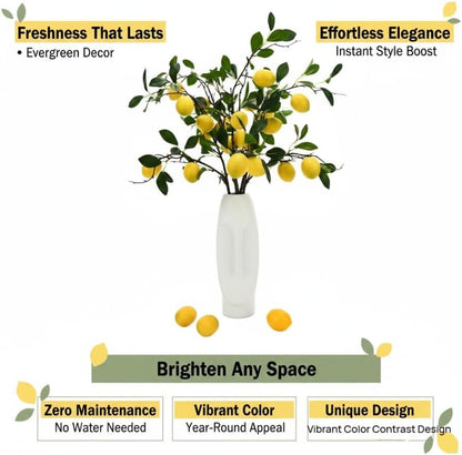 5pcs Artificial Lemon Fruit, 24 Inch | Lifelike Indoor Plants, Lemon Tree Artificial, For Decoration, Outdoor Artificial Plants, For Homes, Offices, Festivals