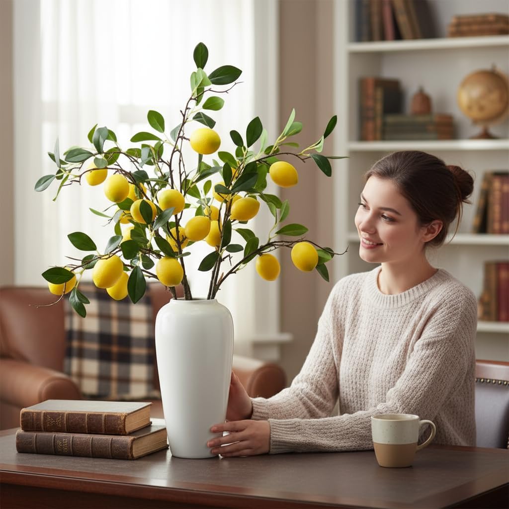 5pcs Artificial Lemon Fruit, 24 Inch | Lifelike Indoor Plants, Lemon Tree Artificial, For Decoration, Outdoor Artificial Plants, For Homes, Offices, Festivals