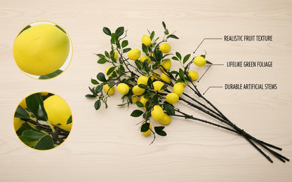 5pcs Artificial Lemon Fruit, 24 Inch | Lifelike Indoor Plants, Lemon Tree Artificial, For Decoration, Outdoor Artificial Plants, For Homes, Offices, Festivals