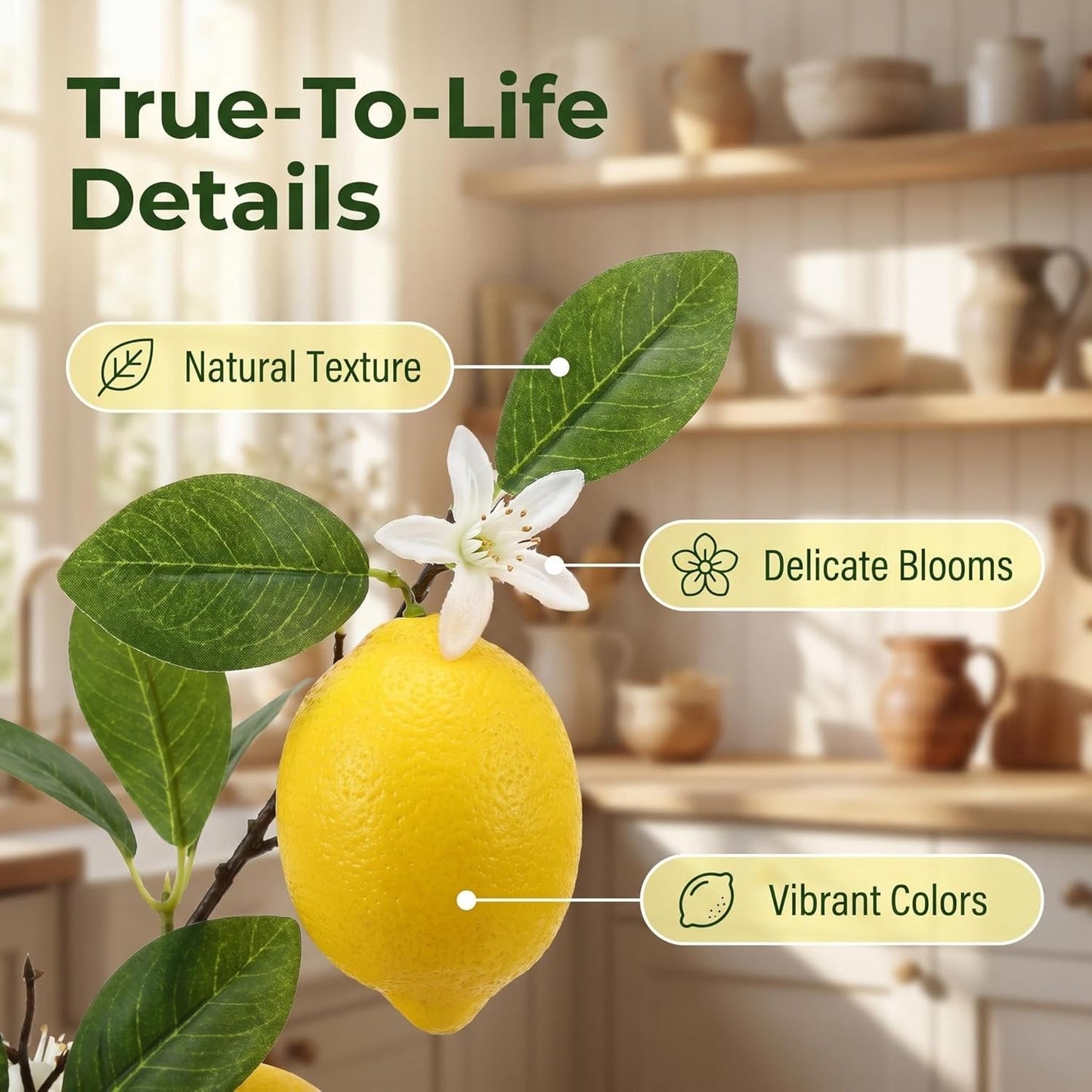 5pcs Artificial Lemon Fruit, 24 Inch | Lifelike Indoor Plants, Lemon Tree Artificial, For Decoration, Outdoor Artificial Plants, For Homes, Offices, Festivals