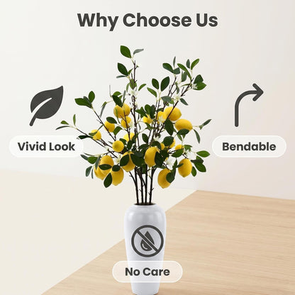 5pcs Artificial Lemon Fruit, 24 Inch | Lifelike Indoor Plants, Lemon Tree Artificial, For Decoration, Outdoor Artificial Plants, For Homes, Offices, Festivals