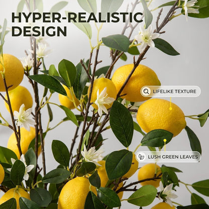 5pcs Artificial Lemon Fruit, 24 Inch | Lifelike Indoor Plants, Lemon Tree Artificial, For Decoration, Outdoor Artificial Plants, For Homes, Offices, Festivals