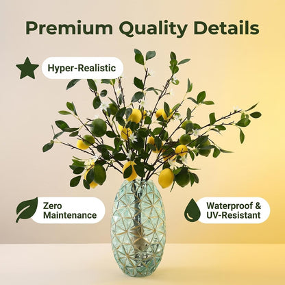 5pcs Artificial Lemon Fruit, 24 Inch | Lifelike Indoor Plants, Lemon Tree Artificial, For Decoration, Outdoor Artificial Plants, For Homes, Offices, Festivals