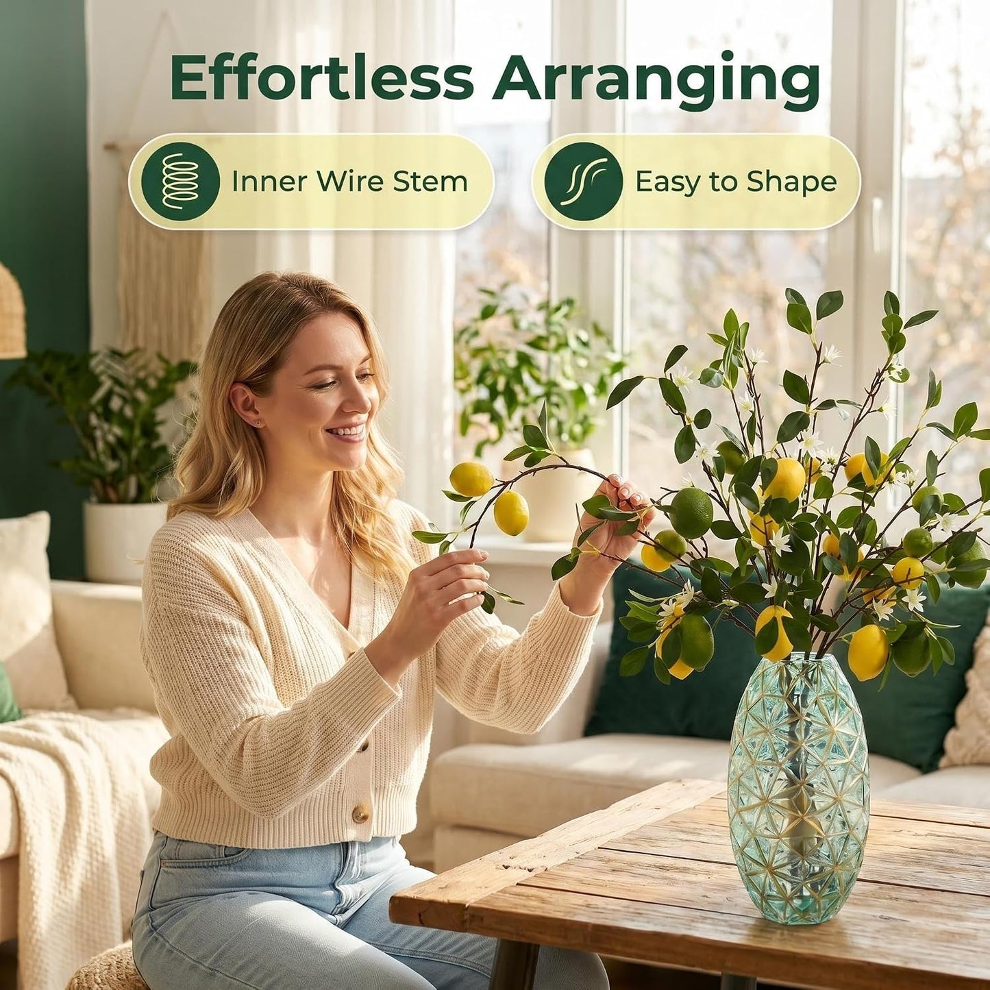 5pcs Artificial Lemon Fruit, 24 Inch | Lifelike Indoor Plants, Lemon Tree Artificial, For Decoration, Outdoor Artificial Plants, For Homes, Offices, Festivals