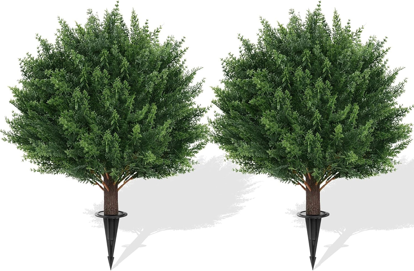 Yangrass Artificial Topiary Pink Flowers for Outdoors, Fake Bushes Topiary Ball Trees Set of 2 with Ground Spikes, Lifelike UV Resistant Faux Plants for Front Porch Garden Patio Decor