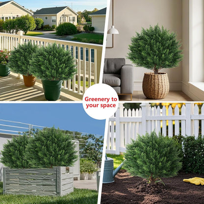 Yangrass Artificial Topiary Pink Flowers for Outdoors, Fake Bushes Topiary Ball Trees Set of 2 with Ground Spikes, Lifelike UV Resistant Faux Plants for Front Porch Garden Patio Decor