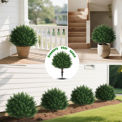 Yangrass Artificial Topiary Pink Flowers for Outdoors, Fake Bushes Topiary Ball Trees Set of 2 with Ground Spikes, Lifelike UV Resistant Faux Plants for Front Porch Garden Patio Decor