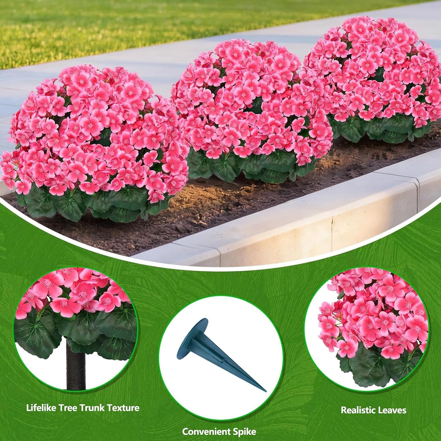Yangrass Artificial Topiary Pink Flowers for Outdoors, Fake Bushes Topiary Ball Trees Set of 2 with Ground Spikes, Lifelike UV Resistant Faux Plants for Front Porch Garden Patio Decor