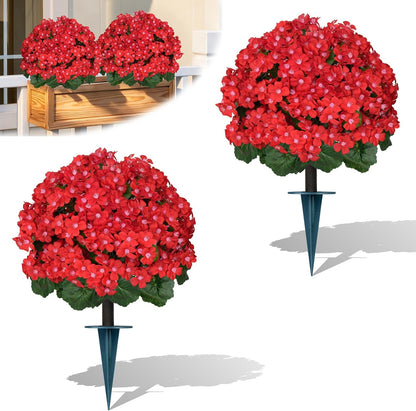 Yangrass Artificial Topiary Pink Flowers for Outdoors, Fake Bushes Topiary Ball Trees Set of 2 with Ground Spikes, Lifelike UV Resistant Faux Plants for Front Porch Garden Patio Decor