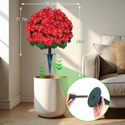 Yangrass Artificial Topiary Pink Flowers for Outdoors, Fake Bushes Topiary Ball Trees Set of 2 with Ground Spikes, Lifelike UV Resistant Faux Plants for Front Porch Garden Patio Decor
