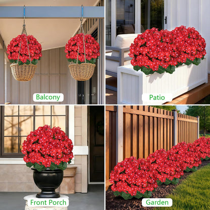 Yangrass Artificial Topiary Pink Flowers for Outdoors, Fake Bushes Topiary Ball Trees Set of 2 with Ground Spikes, Lifelike UV Resistant Faux Plants for Front Porch Garden Patio Decor