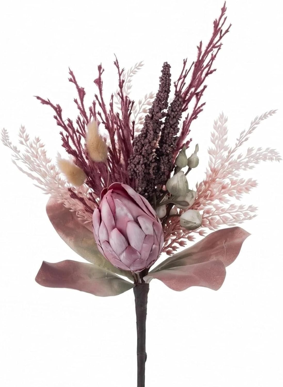 Artificial King Protea Flowers Simulation King Protea Bouquet Faux Dried Flower Stems for Bridal Bouquets Rustic Garden Wedding Party Decoration