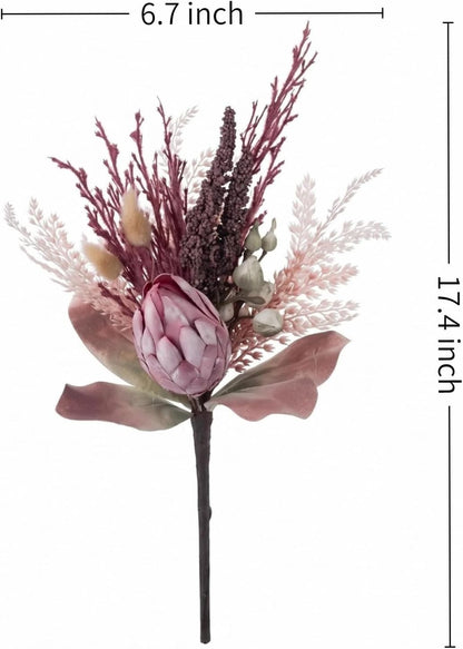 Artificial King Protea Flowers Simulation King Protea Bouquet Faux Dried Flower Stems for Bridal Bouquets Rustic Garden Wedding Party Decoration