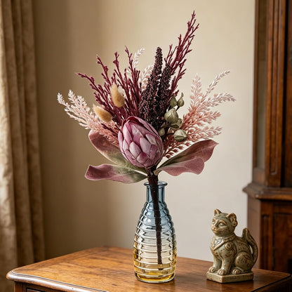 Artificial King Protea Flowers Simulation King Protea Bouquet Faux Dried Flower Stems for Bridal Bouquets Rustic Garden Wedding Party Decoration