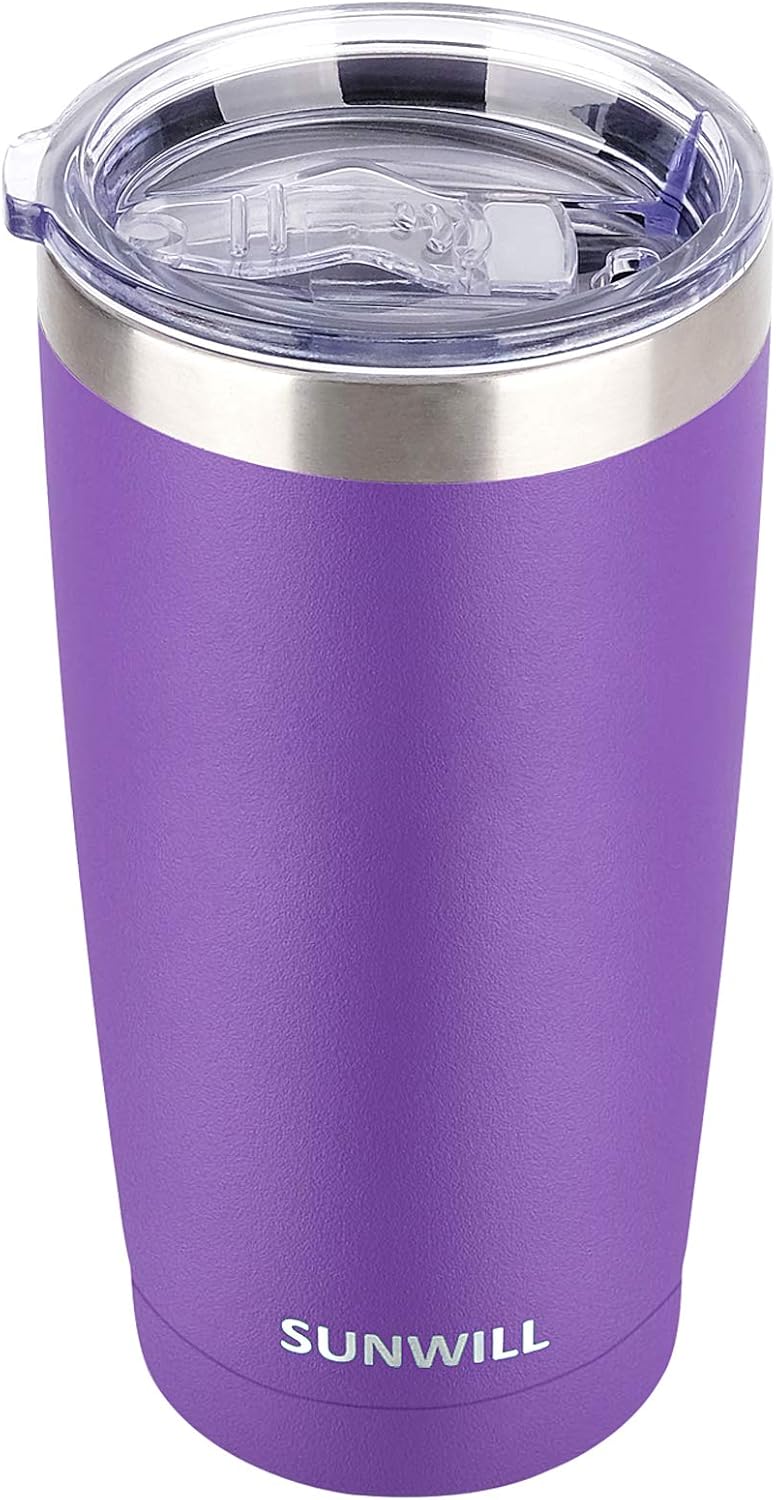 Travel Coffee Tumbler 20 oz, Insulated Mug with Lid, Stainless Steel Cup for Hot and Cold Drinks, Powder Coated Yellow