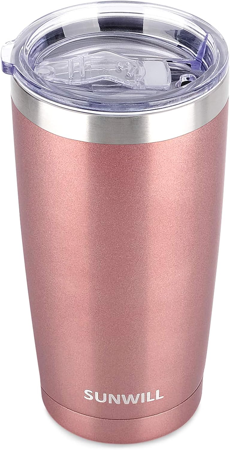 Travel Coffee Tumbler 20 oz, Insulated Mug with Lid, Stainless Steel Cup for Hot and Cold Drinks, Powder Coated Yellow