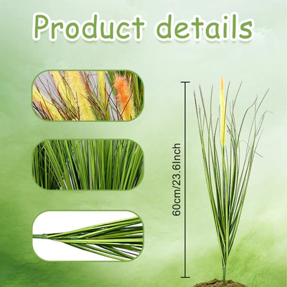 30 Pcs Artificial Horsetail Reed Grass Plants 23.6 Inch Tall Faux Shrubs Wheat Grass Artificial Greenery Stems Fake Plants for Home Indoor Outdoor Decor (Green White)
