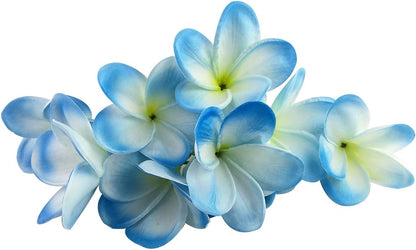 Bunch of 10 PU Real Touch Lifelike Artificial Plumeria Frangipani Flower Bouquets Fake Wedding Cake Home Party Decoration (White)