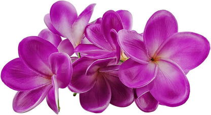 Bunch of 10 PU Real Touch Lifelike Artificial Plumeria Frangipani Flower Bouquets Fake Wedding Cake Home Party Decoration (White)