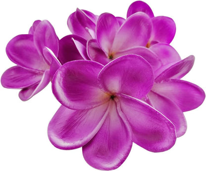 Bunch of 10 PU Real Touch Lifelike Artificial Plumeria Frangipani Flower Bouquets Fake Wedding Cake Home Party Decoration (White)