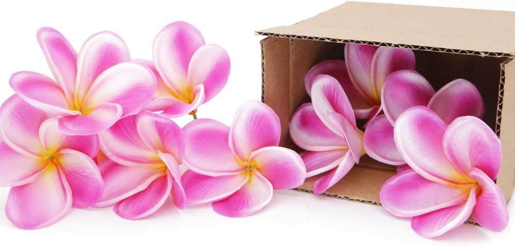 Bunch of 10 PU Real Touch Lifelike Artificial Plumeria Frangipani Flower Bouquets Fake Wedding Cake Home Party Decoration (White)
