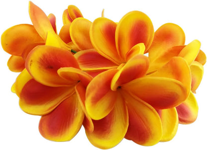 Bunch of 10 PU Real Touch Lifelike Artificial Plumeria Frangipani Flower Bouquets Fake Wedding Cake Home Party Decoration (White)